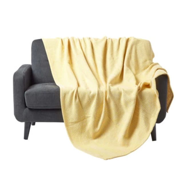 Homescapes Cotton Halden Throw Yellow