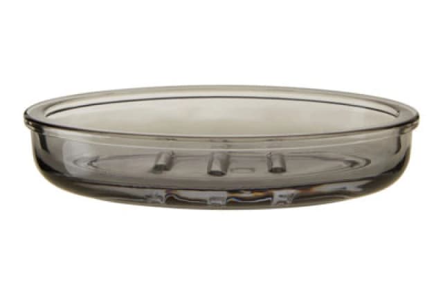 Premier Housewares Ridley Glass Soap Dish, Smoky Glass Clear