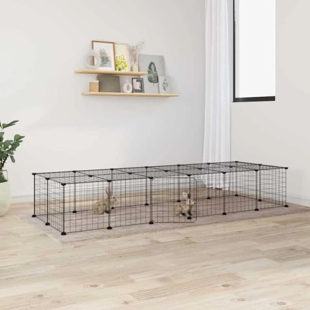VIDAXL Vidaxl - 28-Panel Pet Cage with Door Black 35x35cm Steel 8720287190899