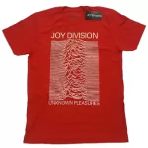 Joy Division - Unknown Pleasures White On Red Unisex X-Small T-Shirt - Red