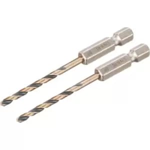 DEWALT Black and Gold Hex Impact HSS Drill Bit 3mm Pack of 2