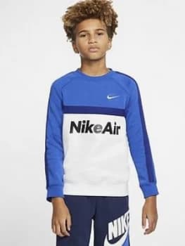 Nike Sportswear Air Older Boys Crew Neck Sweatshirt - Blue/White