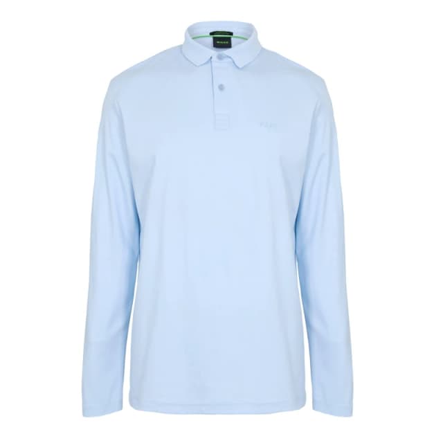 Boss Mens Pirol Long-Sleeve Polo Shirt, Timeless Design Open Blue male S