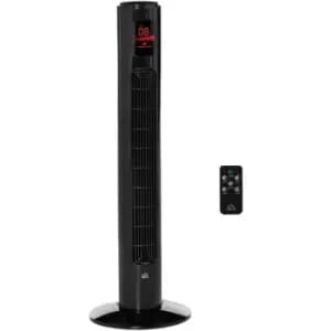 Homcom - 38'' Freestanding Tower Fan, 3 Speed 3 Mode, 12h Timer, 70 Degree Oscillation, LED Panel, 5M Remote Controller, Black