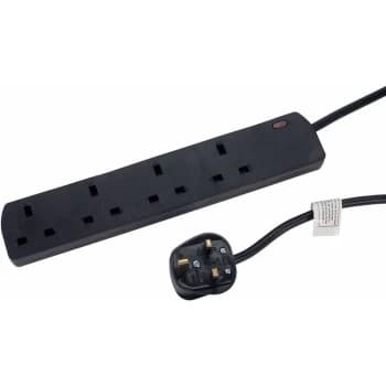 430.836UK UK 4-Gang Extension Lead Black 2.0m - Mercury