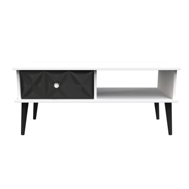 Toledo 1 Drawer Coffee Table In Deep Black & White (Ready Assembled)