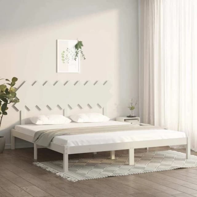 VIDAXL Bed Frame without Mattress White 180x200cm Super King Solid Wood Vidaxl 8720287036340