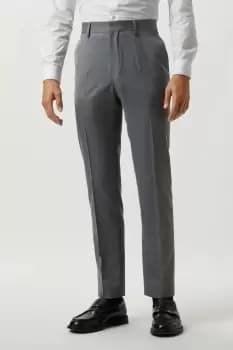 Mens Slim Fit Grey Mini Herringbone Suit Trousers