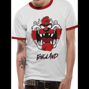 Looney Tunes - England Taz Mens Large T-Shirt - White