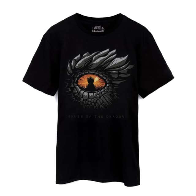 (2XL) Game Of Thrones House Of The Dragon Eye T-Shirt Mens Adults Black Top