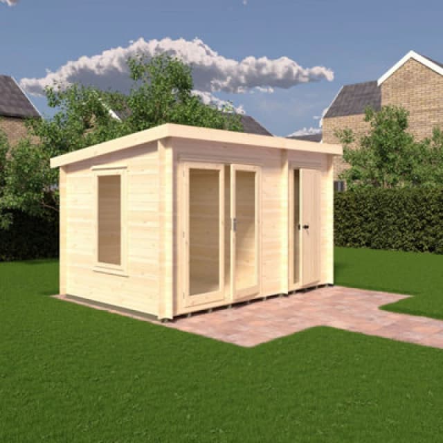 Shire Elm 8Gx12 19mm Log Cabin With Side Storage