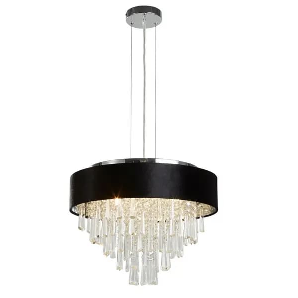 Glamour 5 Light Pendant/Semi,Flush, Black Velvet, Clear Crystal