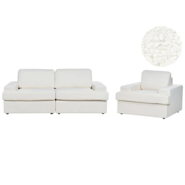 Beliani Living Room Set 4 Seater Alla Boucle Off-White