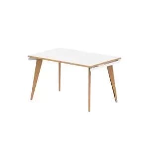 Oslo Single White Frame Wooden Leg Bench Desk 1200 White With Natural