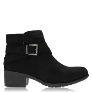 Spot On On Microsuede Ankle Boot - Black