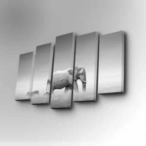 5PUC-037 Multicolor Decorative Canvas Painting (5 Pieces)