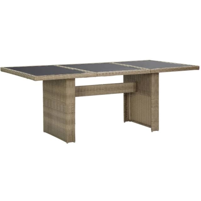 VIDAXL Garden Dining Table Brown 200x100x74cm Glass and Poly Rattan Vidaxl 8720286065792