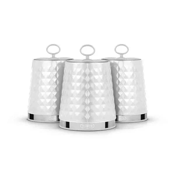 Tower Solitaire Set Of 3 Canisters T826207WHT