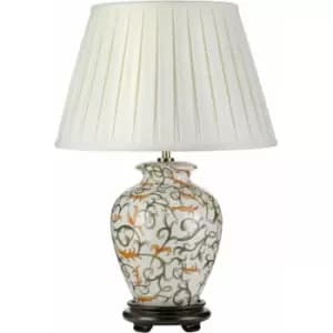Table Lamp Ivory Shade Cream with Orange and Green LED E27 60W Bulb