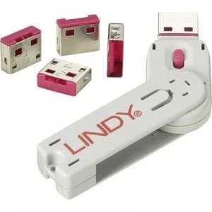 LINDY USB port lock USB-Lock + Key 4 Piece set Rose incl. 1 key 40450