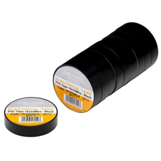Draper PVC Electrical Insulation Tape Pack of 10 Black 19mm 33m TP1933BLK