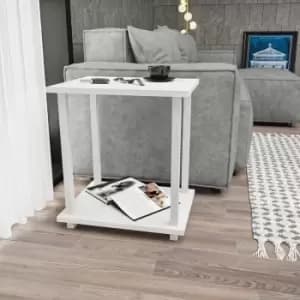 Decorotika - Gurnee Side Table, End Table, Coffee Table, Bedside Table For Living Room, Lounge, Foyer, Hallway, Bedroom - White And White - White