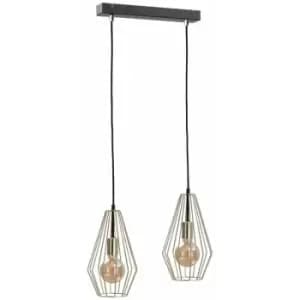 Keter Geo Bar Pendant Ceiling Light Gold, 50cm, 2x E27