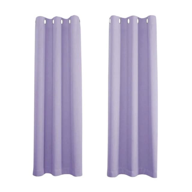 Happy Homewares Black Out Thermal Eyelet Curtains - Room Darkening Polyester 2 Panel Pair in Lilac Size: 168cm width x 183cm drop Lilac Unisex 168