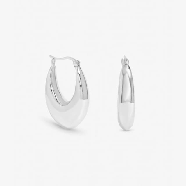 Inicio Sterling Silver Plated Chunky Curved Creole Hoops Hoop Earrings One Size Silver 40601311000