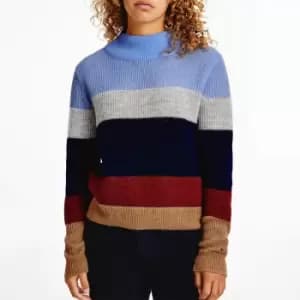 Tommy Hilfiger Womens Alpaca Sweater - Desert Sky Colourblock - L