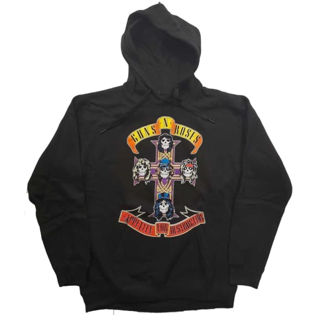 Guns N' Roses Guns N Roses Men Appetite For Destruction Hoodie in Black Size: X-Large Black XL Male 5063238461406