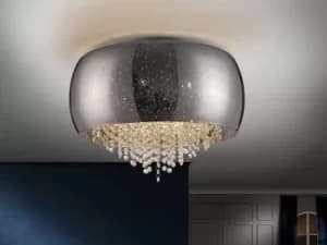 Caelum 6 Light Crystal Flush Ceiling Light Chrome, G9