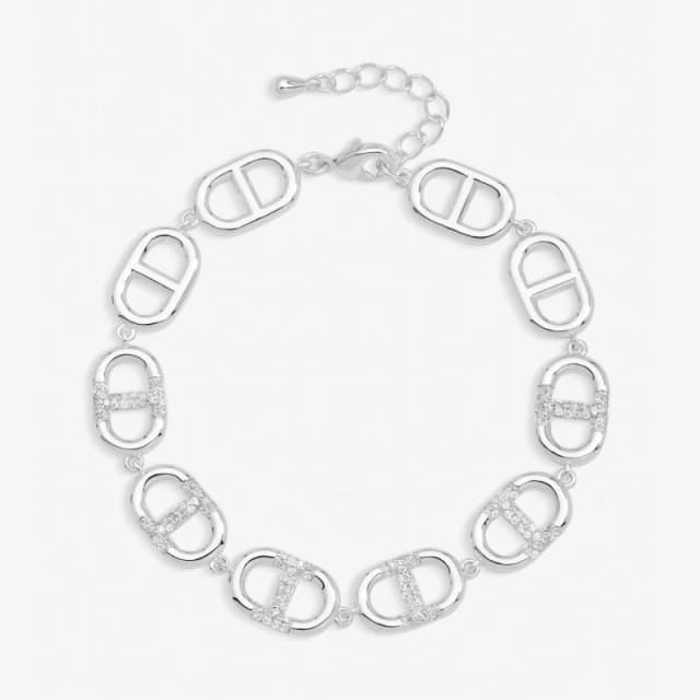Jon Richard Womens Silver Plated & Crystal Link Bracelet Silver Female One Size