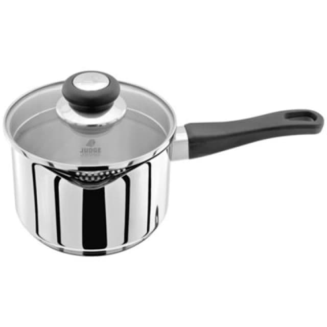 Judge Vista Non-Stick Draining Saucepan With Shatterproof Vented Glass Lid 16Cm / 1.5L - Silver