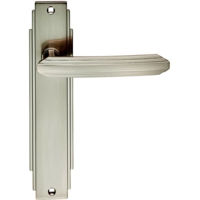 Loops PAIR Line Detailed Handle on Latch Backplate 205 x 45mm Satin Nickel Metallics