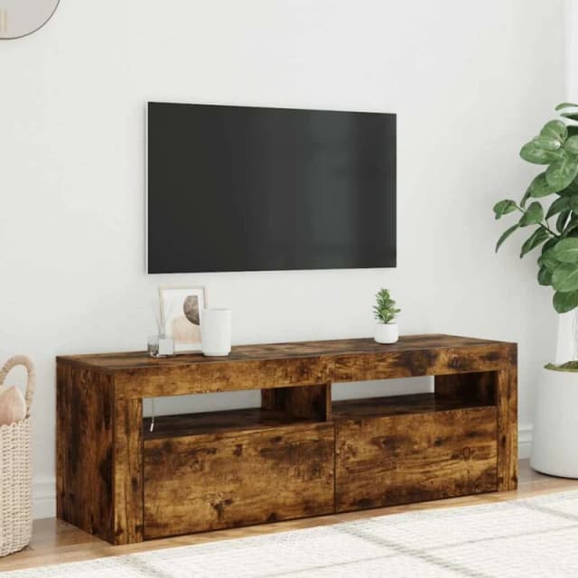 vidaXL TV Cabinet with LED Lights Smoked Oak 120x35x40 cm, Brown 815687