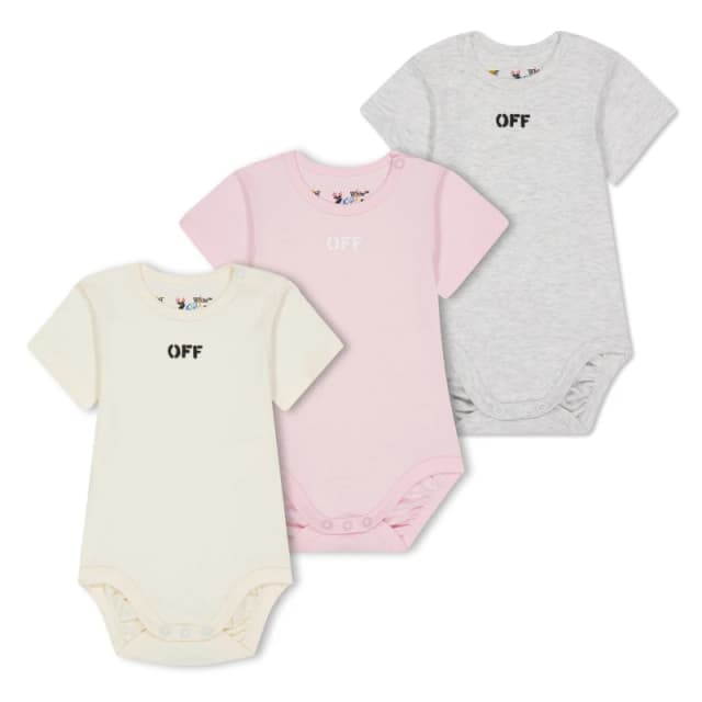 Off White Kids Short-Sleeve 3 Pack Bodysuit Set Multicolor female 9-12 Mnth