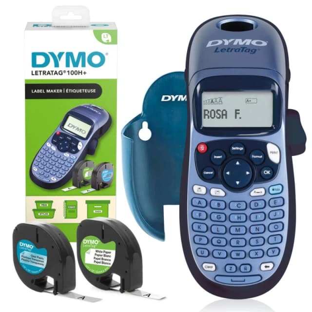 Dymo Dymo LetraTag LT-100H+ Label Maker Machine with Wall-holder and Paper & Clear Plastic Label Tape - 2174580 2174580