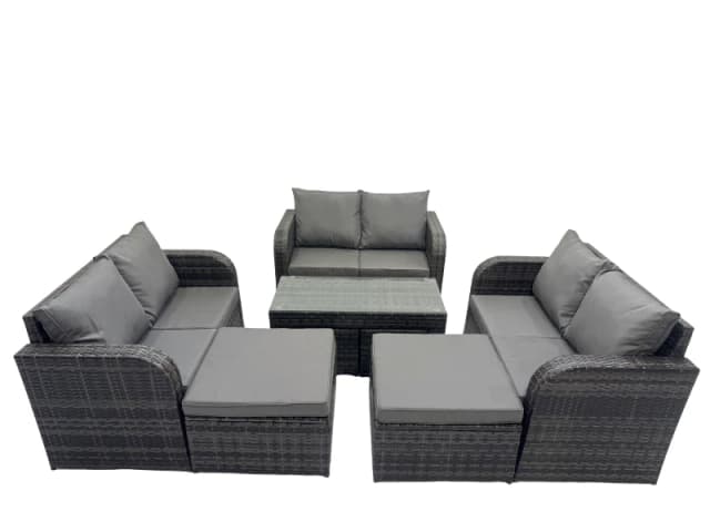 Fimous Garden Outdoor Furniture Set with 2 Big Footstools Dark Grey Mixed Dark Grey Unisex