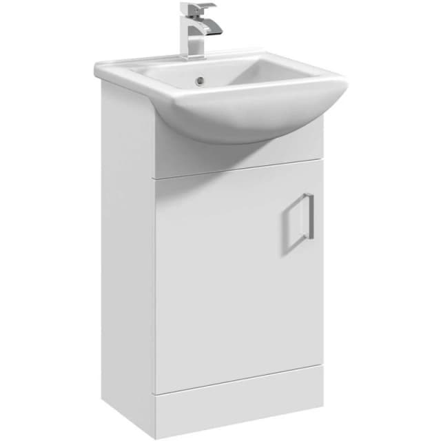 Mayford 1 Door Vanity Unit with Square Basin Gloss White