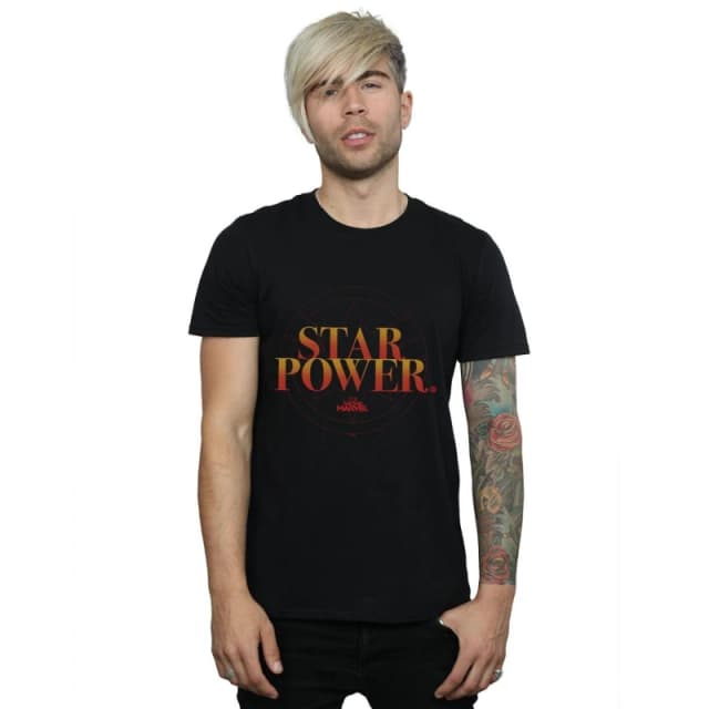 Marvel Marvel Men Captain Star Power T-Shirt in Black Size: Small Black S Male 5059114699384