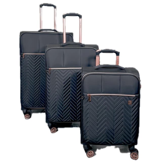 Gino Ferrari Biella 3-Pc Soft Luggage Set Cabin & Hold Cases Black Gfl009-3 unisex S+M+L