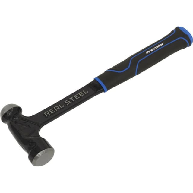 Loops 24oz One Piece Steel Ball Pein Hammer - Shock Reducing Textured Rubber Grip Metallics