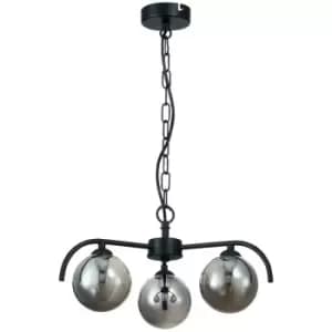 Spring Contemporary Multi Arm Pendant Ceiling 3 Light Black, Glass
