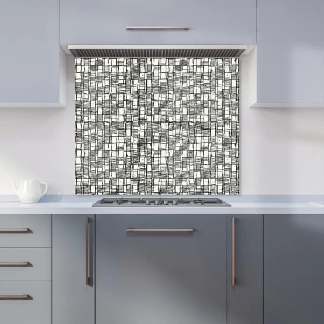 Warren Reed - Designer Irregular Sketched Block Textured Kitchen Splashback in Grey Size: 600mm x 650mm Grey Unisex 600mm x 650mm