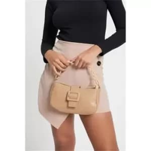 I Saw It First Brown Buckle And Chain Detail Croc Shoulder Bag - Brown