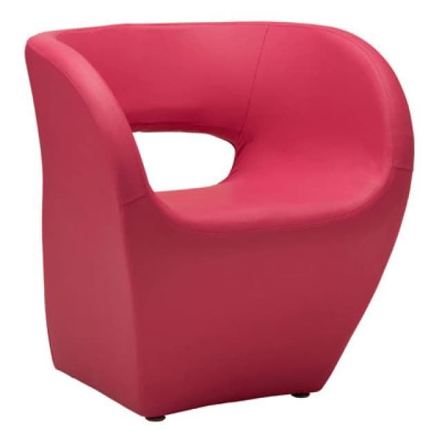 Premier Housewares Hot Pink Leather Effect Chair, Backrest Bredroom Chair, Comfortable Living room Chair Pink