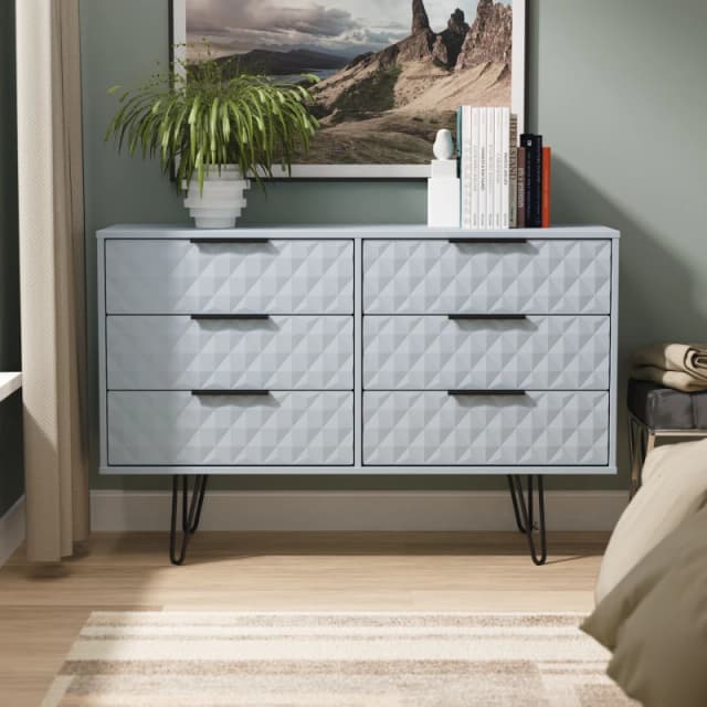 Ready Assembled 2 U Islay 6 Drawer Wide Chest (Ready Assembled) in Light Blue Light Blue Unisex