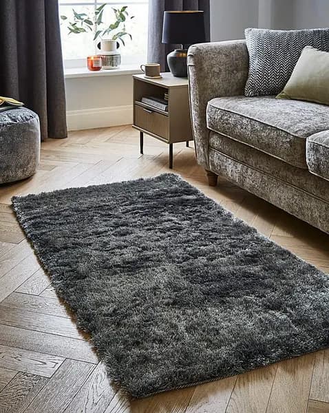 Origins Shimmer Shaggy Rug Charcoal 160X230 MN97507