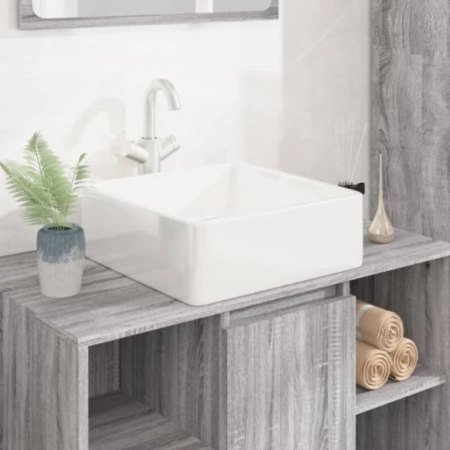 vidaXL Wash Basin White 37X37X13Cm Ceramic Square, White 153341